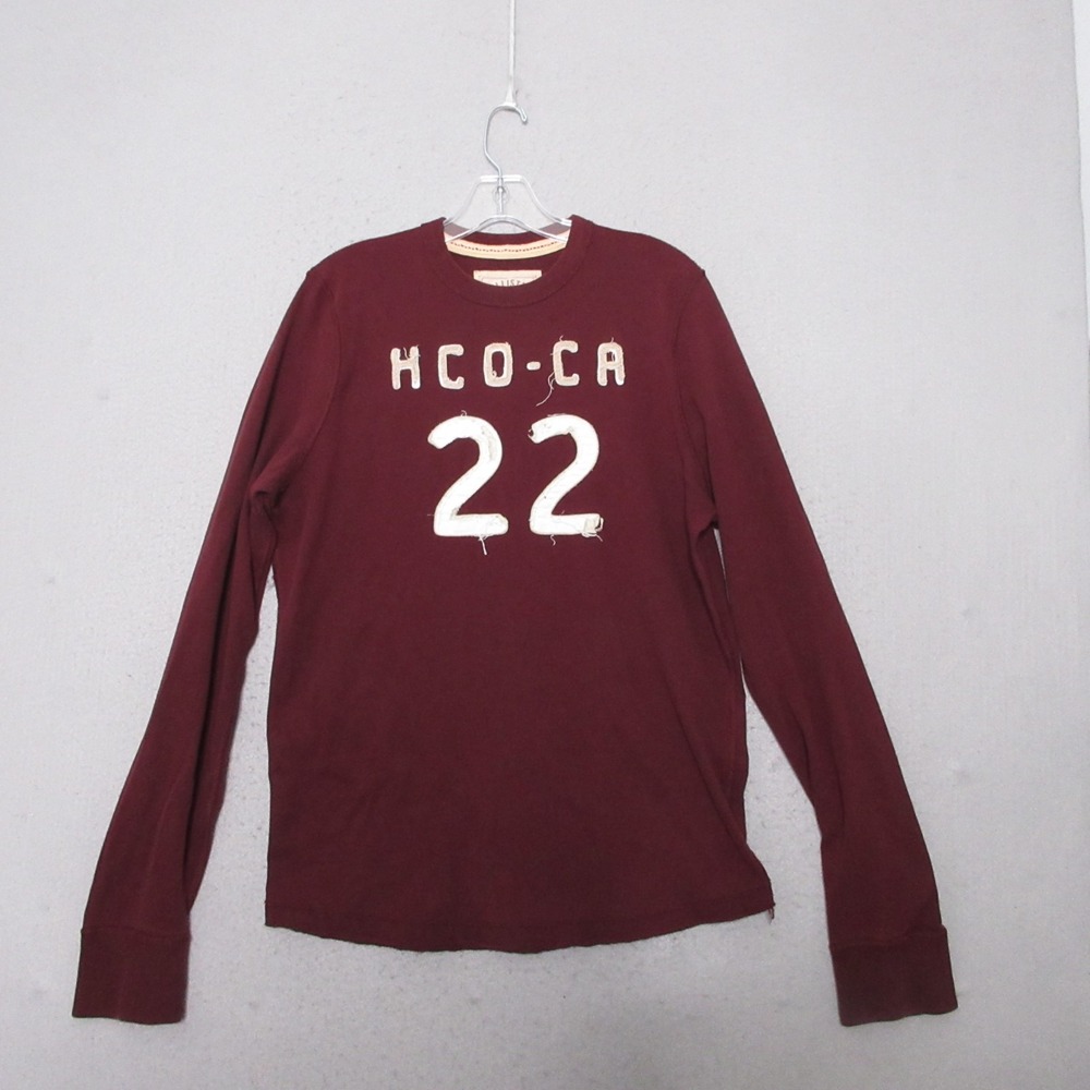 Hollister‎ Y2K T Shirt Men Large Burgundy HCO CA 22 Graphic Distressed 90s Skate